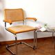 Fauteuil B64 en bois et cannage d'après Marcel Breuer