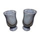 2 stoneware blue glasses