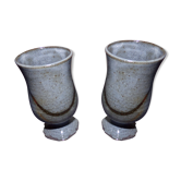 2 stoneware blue glasses