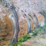 Impressionist oil on panel, spring landscape, signed, framed