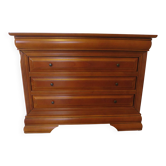 Cherry wood commode - solid wood - with a rounded edge - Louis Philippe - 4 drawers