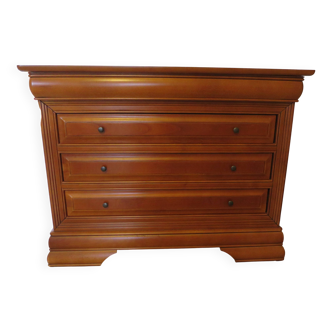 Chest of drawers in solid cherry wood with a curved top - Louis Philippe style - 4 drawers