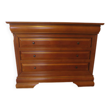 Commode en merisier-bois massif-à doucine - Louis Philippe-4 tiroirs