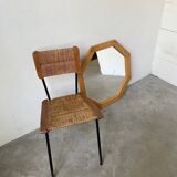 80s hexagonal pine mirror