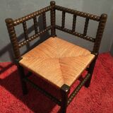 Fauteuil d’angle en paille