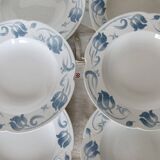 6 soup plates - Tircis model - Antique 82-piece Sarreguemines earthenware dinnerware set