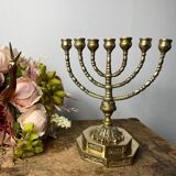 Bougeoir, Menorah à 7 branches en laiton