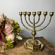 Candlestick, Seven-branched Menorah in brass
