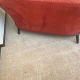 Antique toad sofa in brick velvet