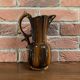 German Pitcher with Vertical Brown Stripes and Rococo Style Handle, Vintage Ceramic Made from Red Cl