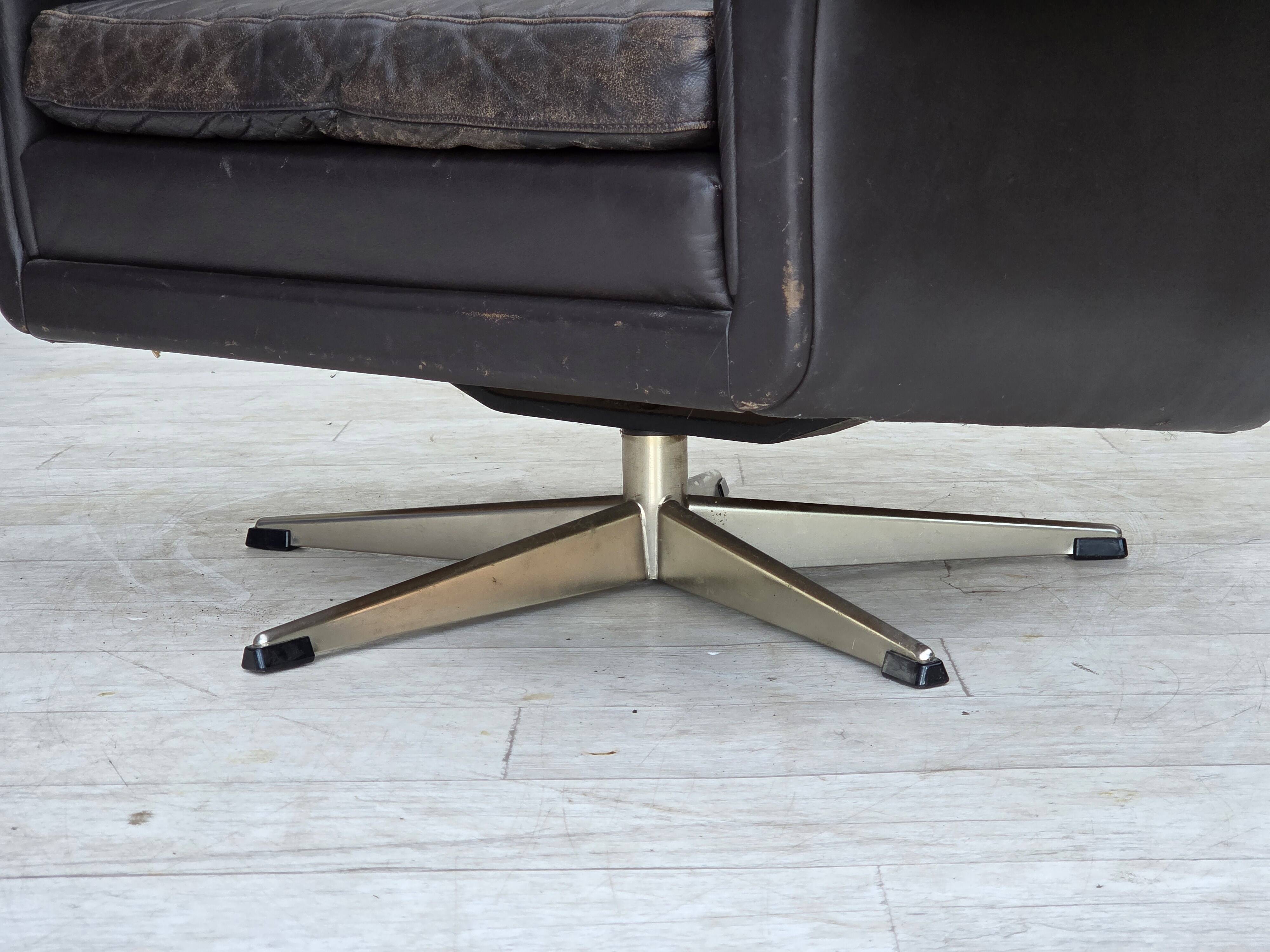 1960s, Danish highback swivel armchair by Aage Christensen, leather.
