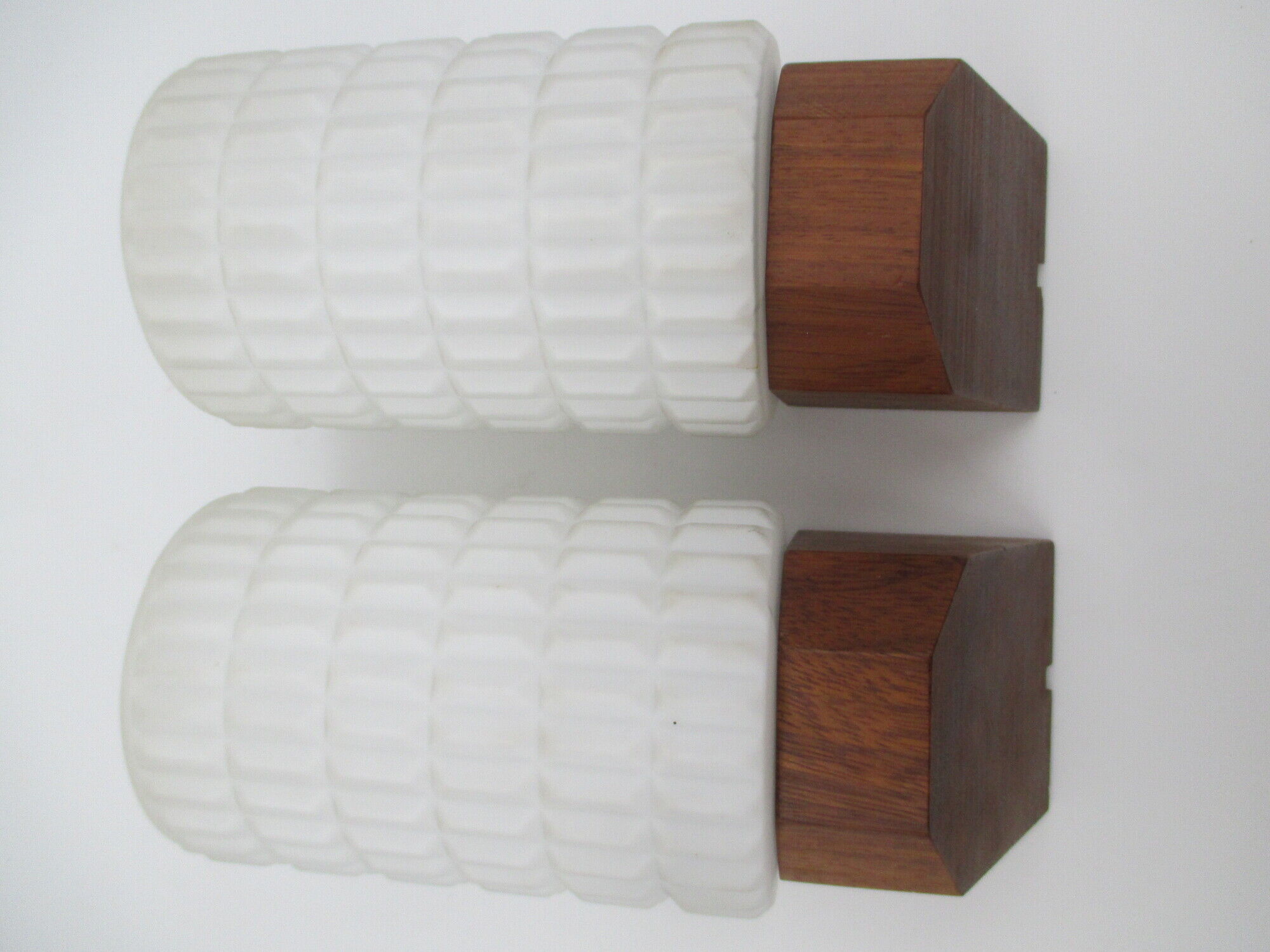 Pair of Scandinavian teak and opaline wall lamps philips