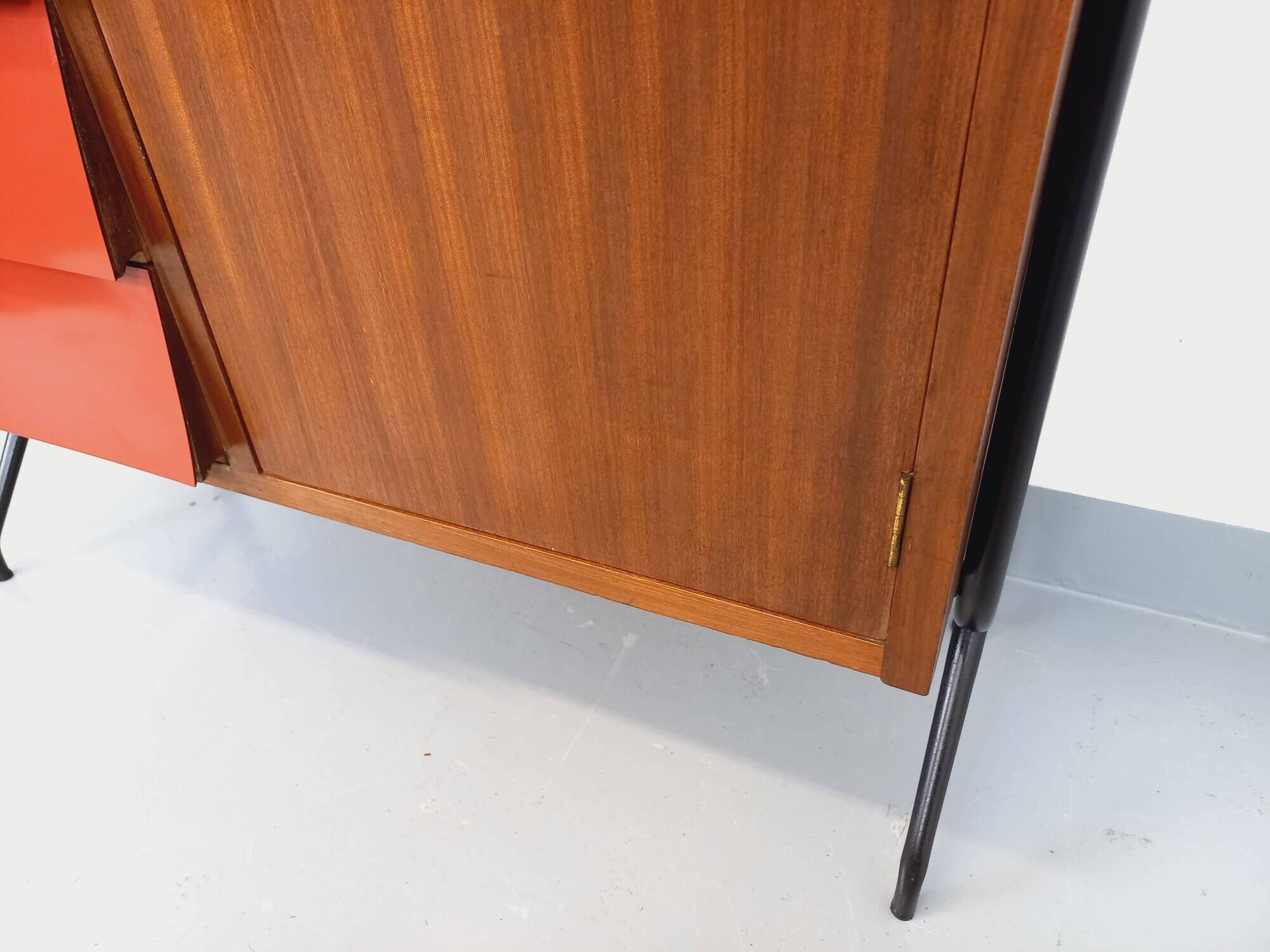Vintage Italian modular bookcase in teak, metal and melamine