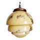 Art Deco pendant lamp in opaline glaze, marbled, brass, 1930s.