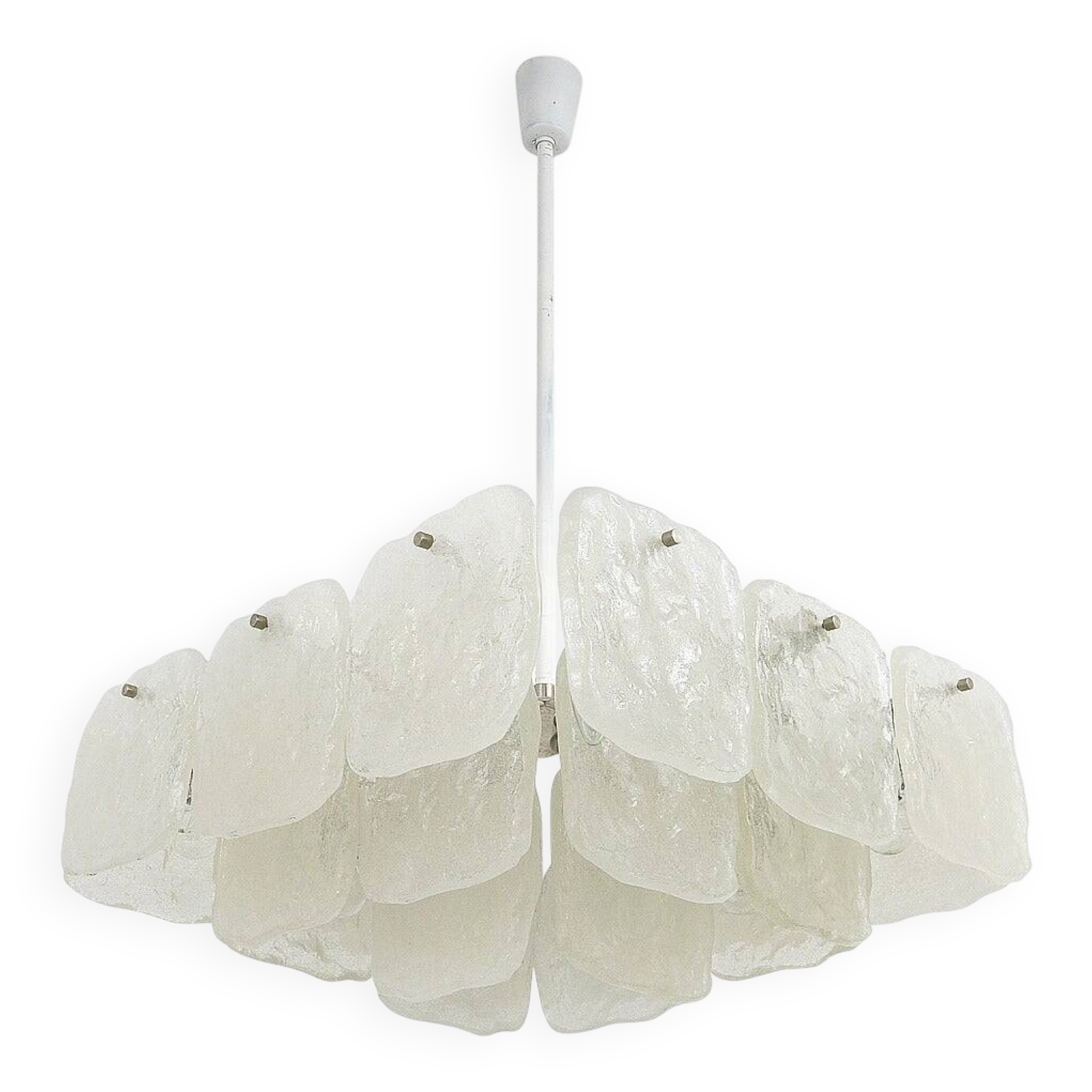 Very large square chandelier J.T. Kalmar with frosted glass panels, Austria, 1960s.