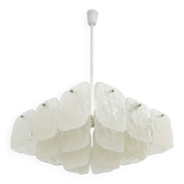 Très grand lustre carré J.T. Kalmar avec panneaux de verre givré glace, Autriche, années 1960