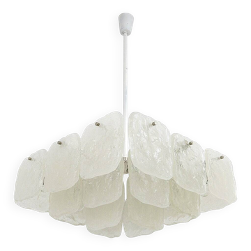 Très grand lustre carré J.T. Kalmar avec panneaux de verre givré glace, Autriche, années 1960