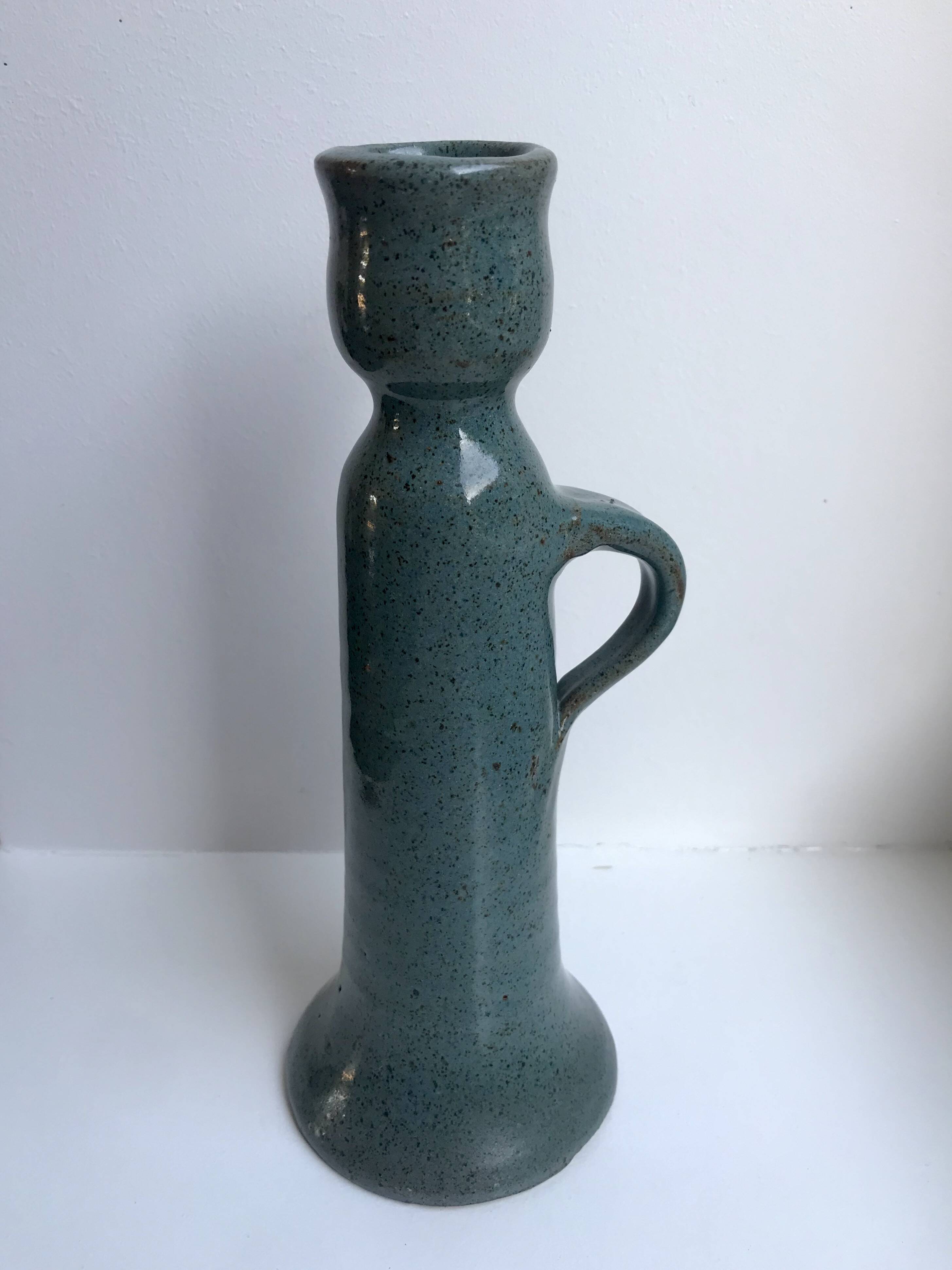 Vintage blue sandstone candle holder