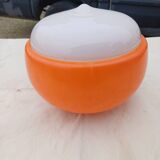 Vintage Opaline Orange and White Pendant Light