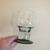 10 tarente thick crystal water glasses, steel gray foot, 1970