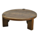 Solid oak round coffee table, Brutalist 1970s