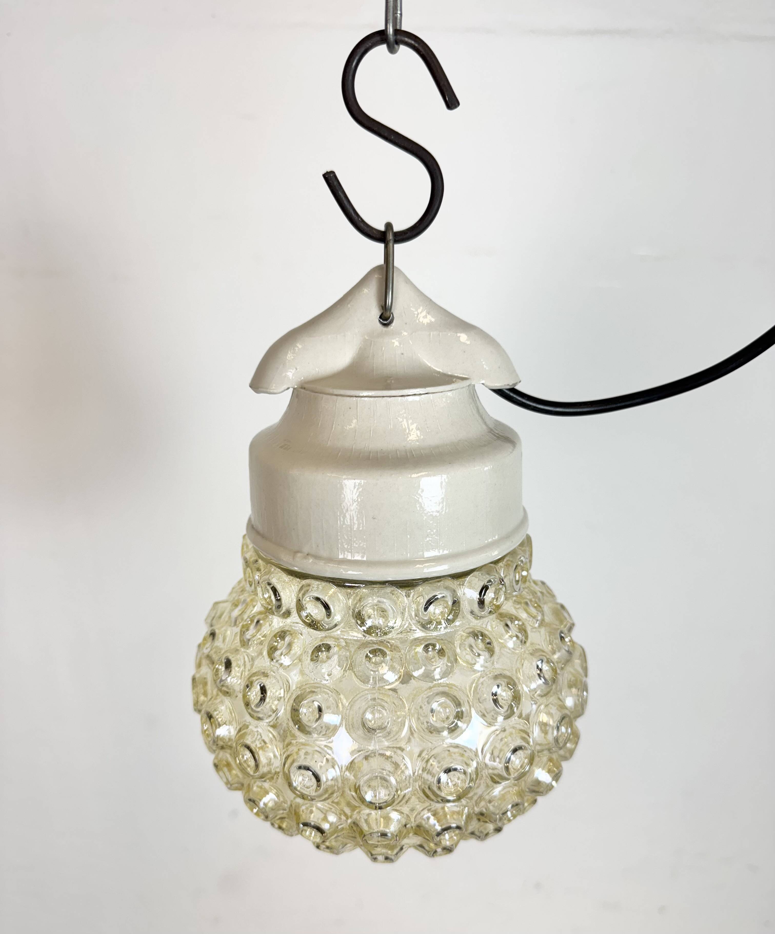 Vintage White Porcelain Pendant Light, 1970s