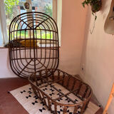 Papasan rotin  bois canapé 2-3 places