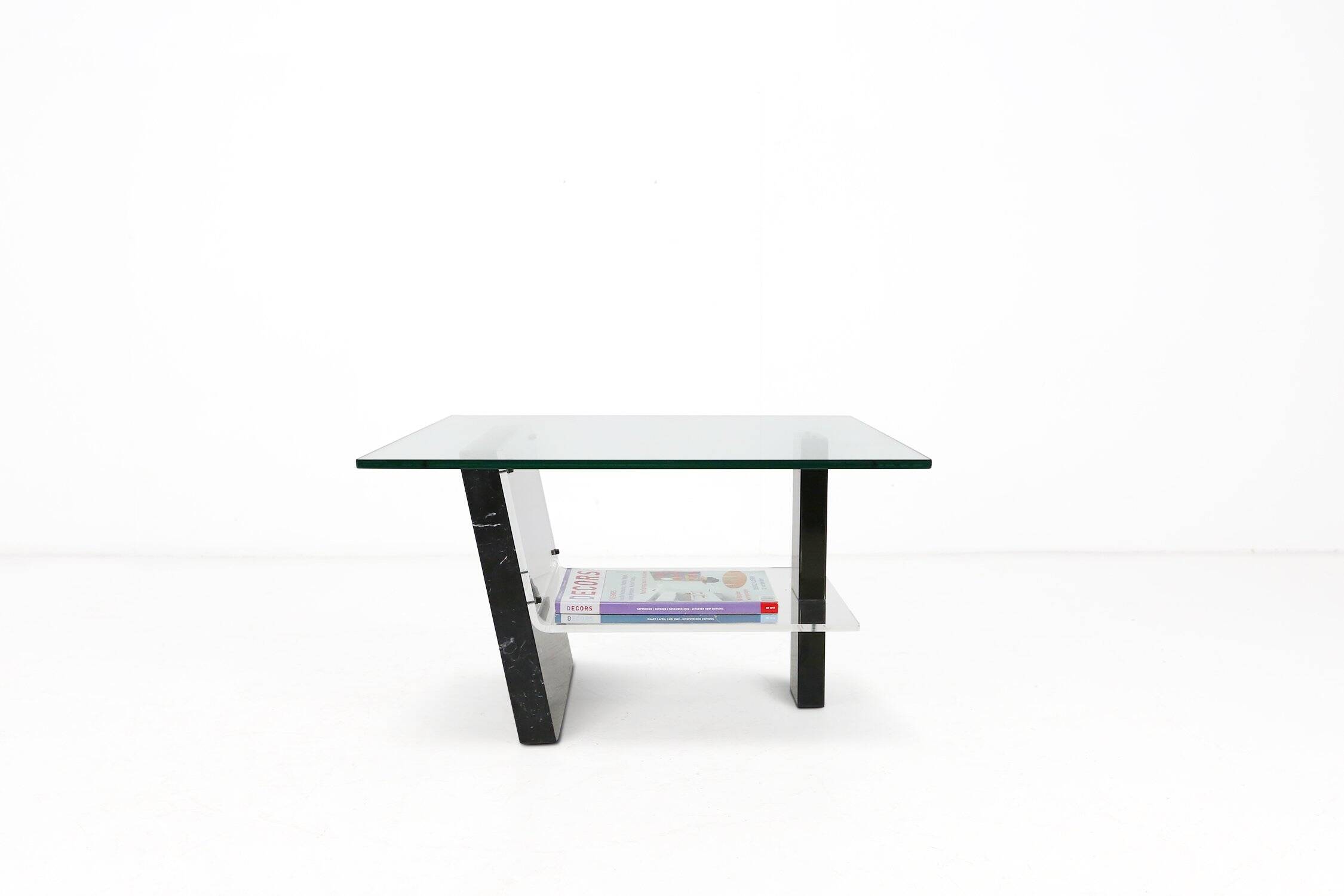 Mid-Century Italian Marble and Glass Coffee Table, 1970s