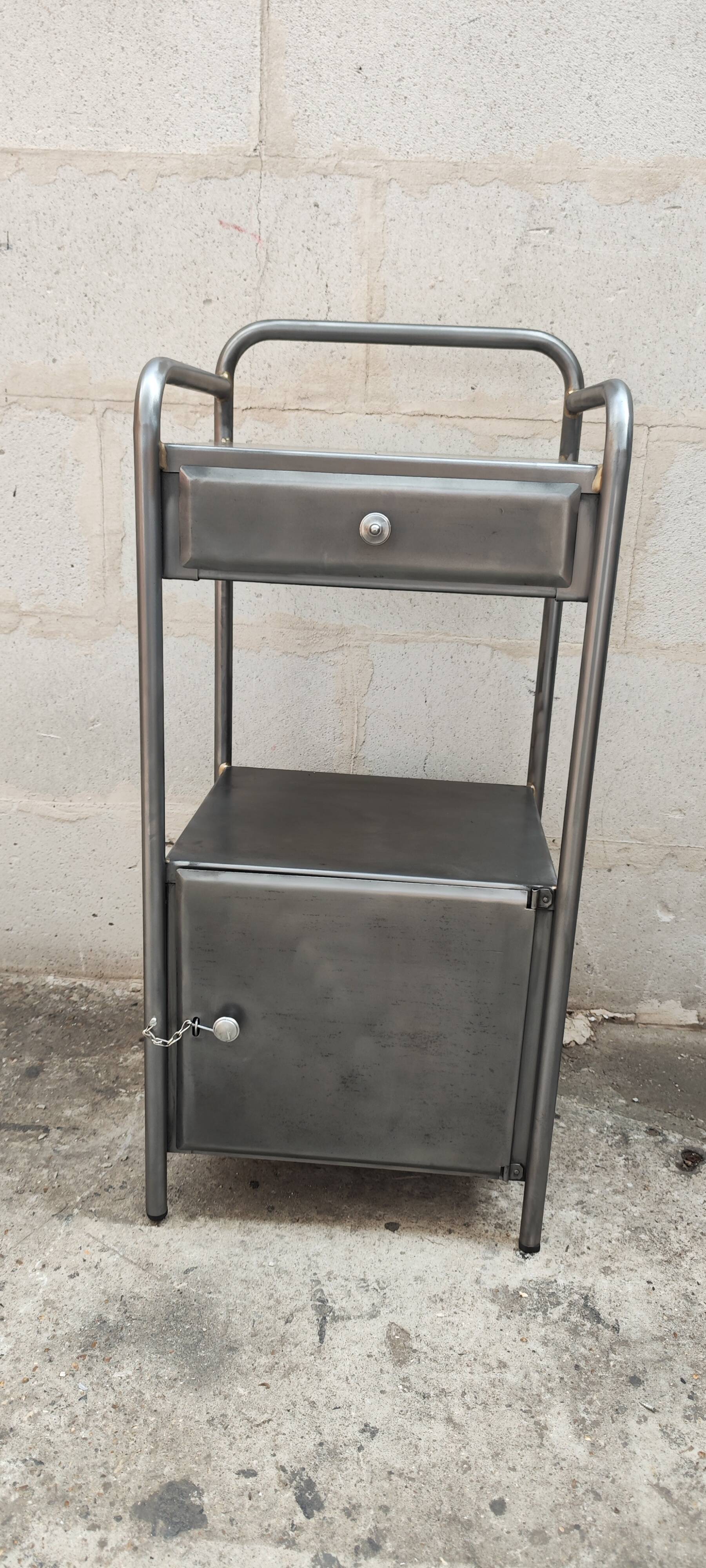 old metal medical bedside table circa 1930/40