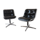 Pair of leather swivel armchairs by Charles Pollock for Knoll 1960