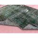 Vintage Hand-knotted Turkish Wool Area Rug Overdyed in Dark Green for Living Room
