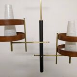 Scandinavian teak and brass chandelier from the 50s/60s