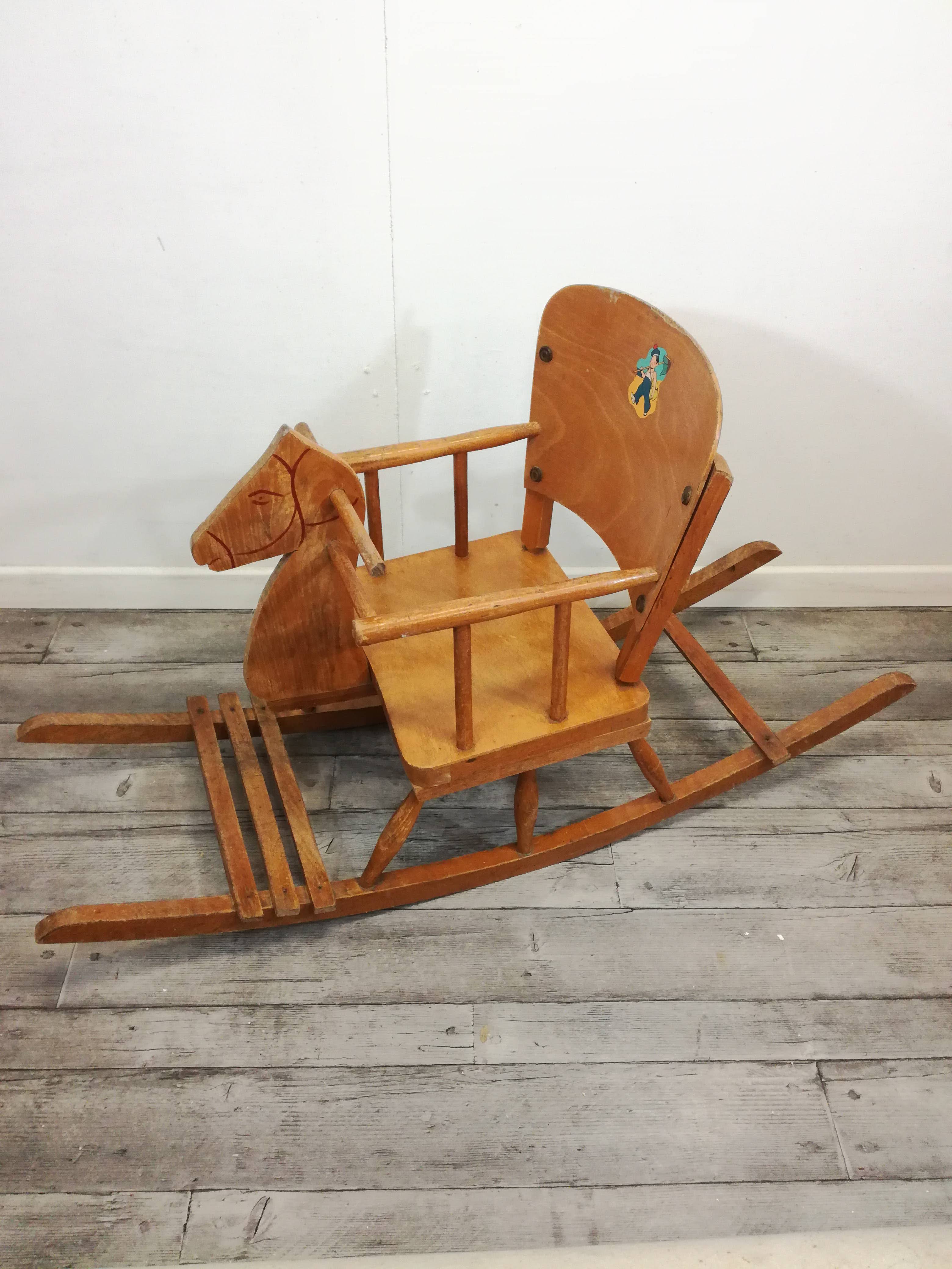 Horse rocking vintage wooden "ficher"