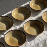 Set of 8 brown-rimmed stoneware deep plates Atelier Saint Simon D19.5