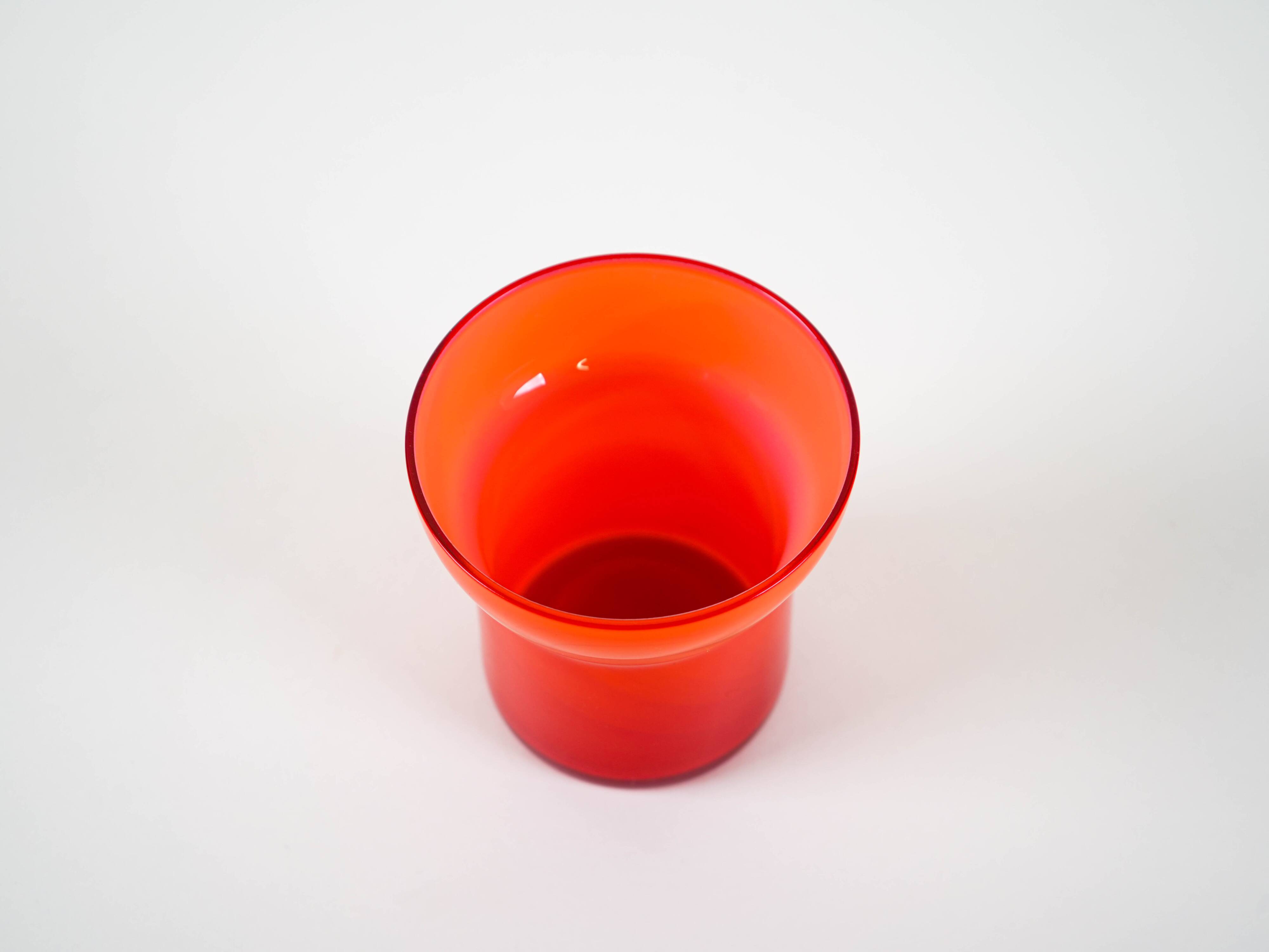 Red glass vase, Danish design, 1970s, made in Denmark