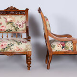 Restored Seating Set, Historicism, Beech, Walnut, Czechia, 1890s
