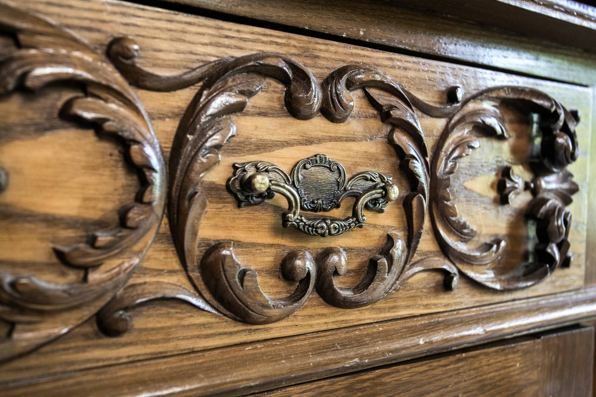 Old carved sideboard Portugal vintage solid wood