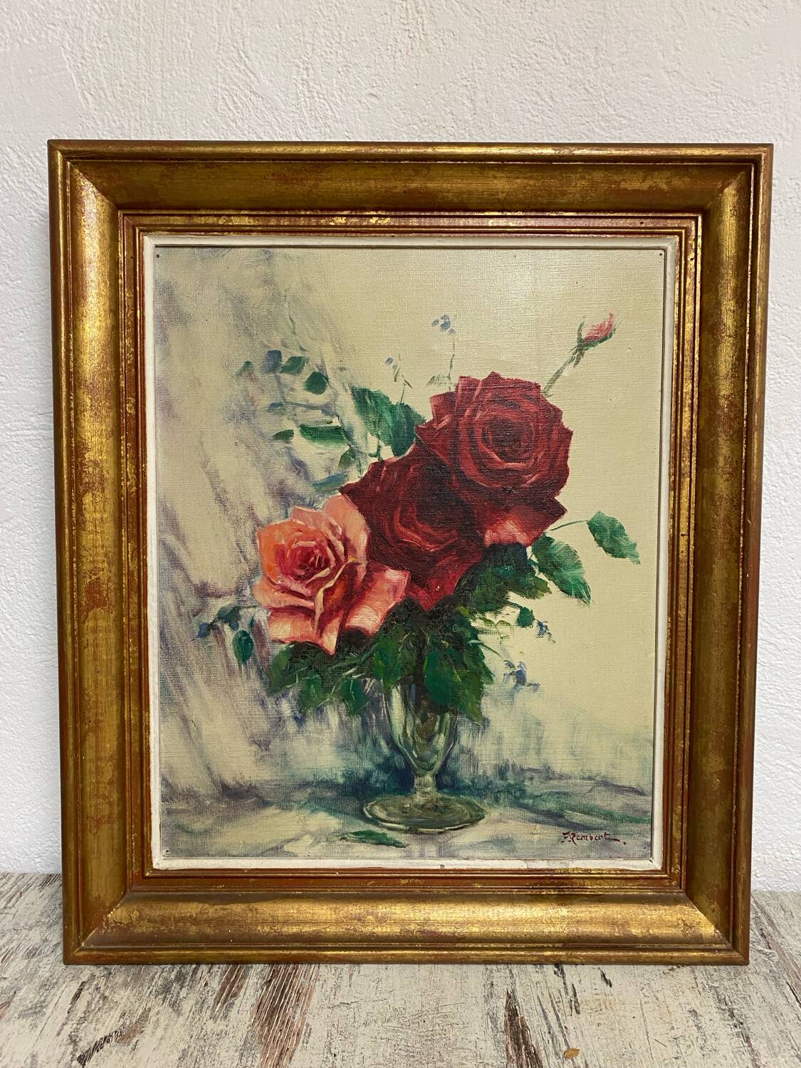 Oil on canvas, still life, F. Rembert