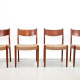 Set of four teak and papercord Marten Franckena chairs for Fristho