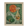 Tableau de denis mitchell 1912 - 1993, nature morte de gourdes avec vase japonais et assiette de dragon, 1944