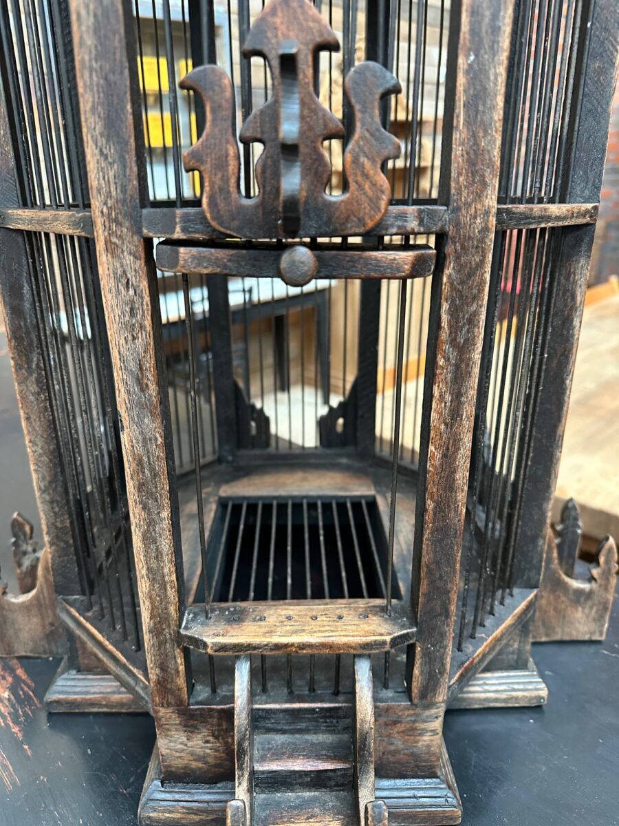 Handcrafted teak cage
