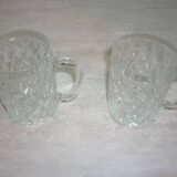2 chopes/verres à bière losanges en verre