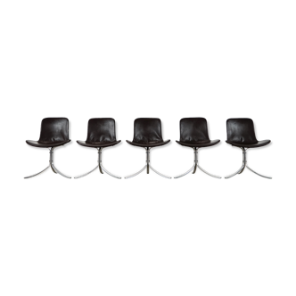 Set of 5 chairs PK9 by Poul Kjærholm for Fritz Hansen 1980 s