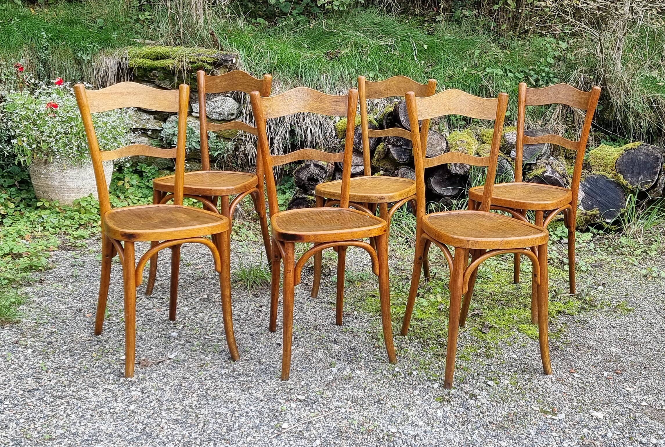 6 Baumann bistro chairs n°58 from the 20s