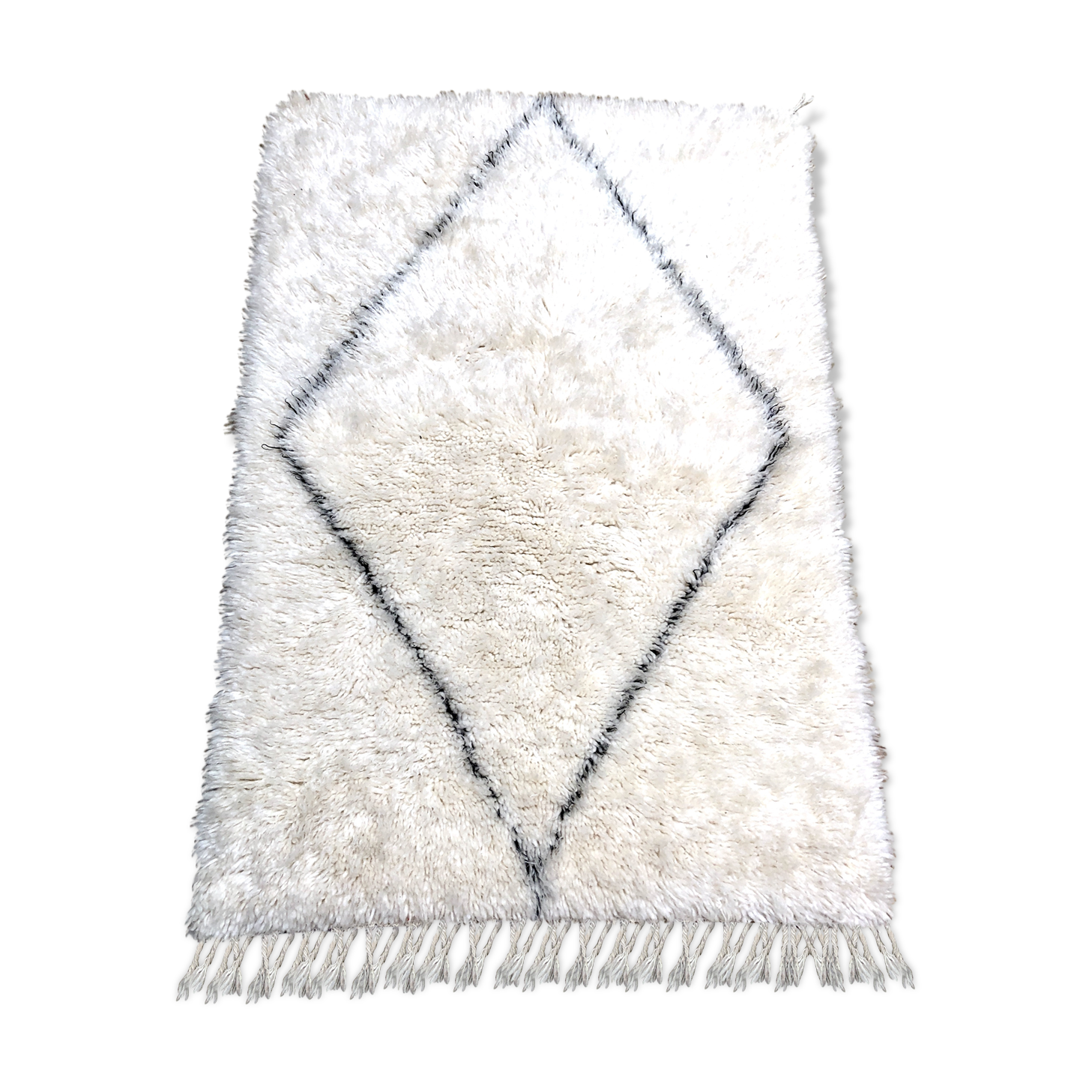 Carpet Berber Moroccan Beni Ouarain Marmoucha 1, 52 x 1, 05 black diamond