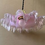 Suspension rose en verre ancienne