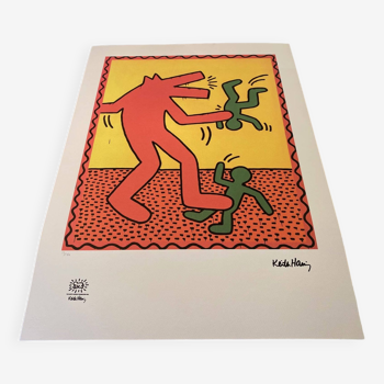Sérigraphie Keith Haring vintage Crocodile 15/150 THE KEITH HARING FOUNDATION INC. an 1990