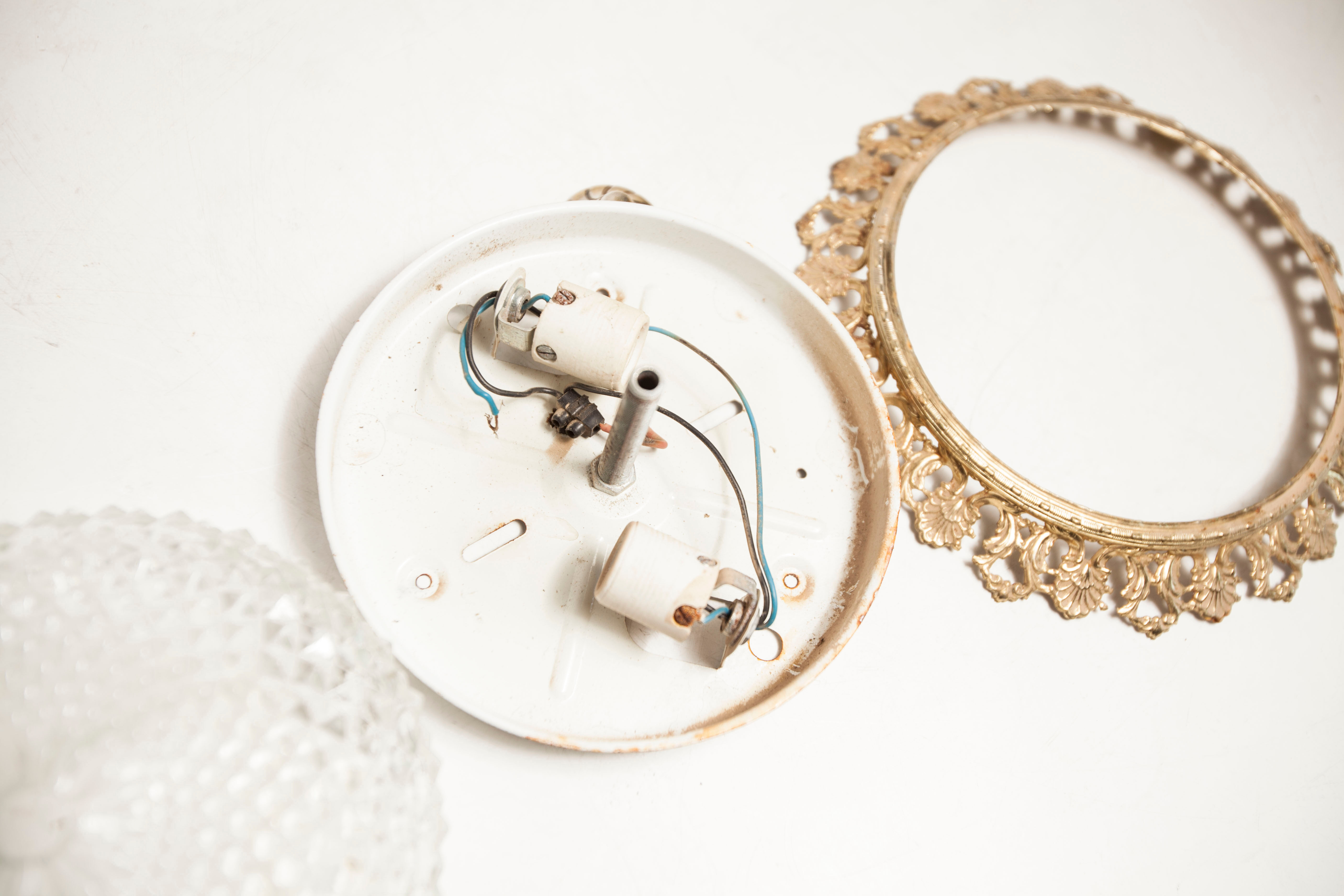 Gold ceiling lamp 1960 molded glass