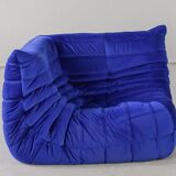 Togo living room set in blue velvet by Michel Ducaroy for Ligne Roset, 1979, set of 5