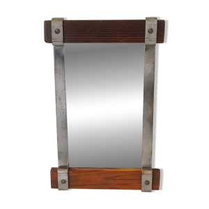 miroir artisanal en bois - fer